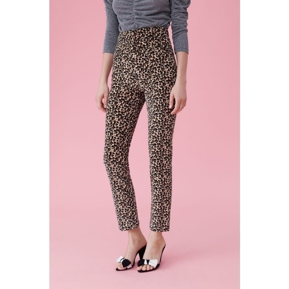 Rebecca Taylor Leopard Print Velveteen Pant sz 4 - Picture 1 of 8